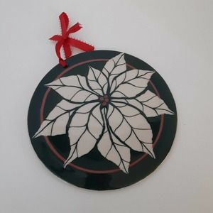 Vintage Union Pottery Poinsettia Decorative Wall Plate Signed Christmas Winter